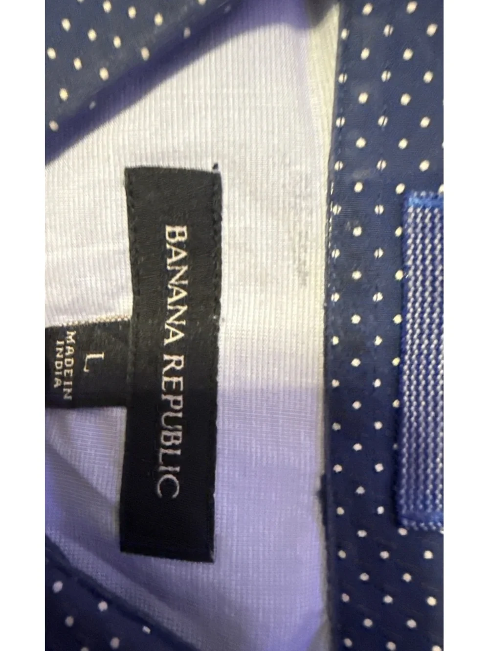 Banana Republic Men's Long Sleeve Button-Up Shirt Size L Blue with White Dots